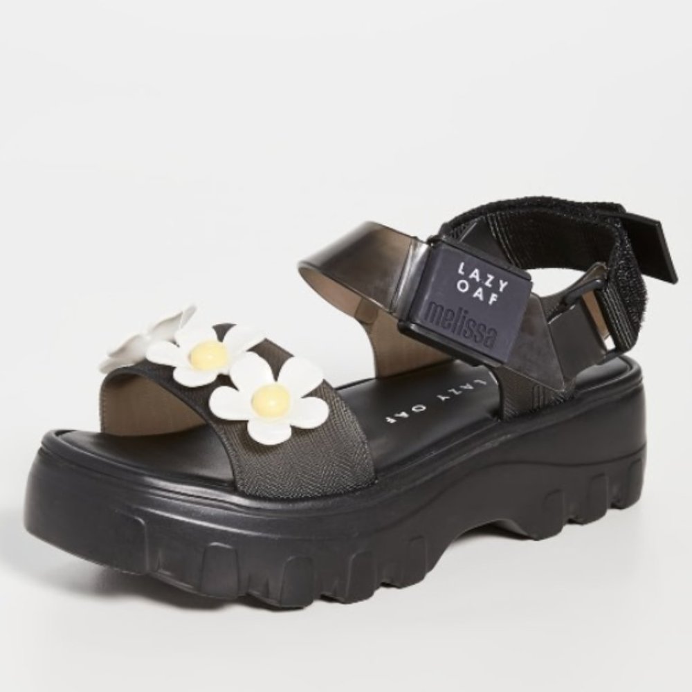 Melissa Kick Off Sandals  Kick Off Sandals in Black/White/Yellow